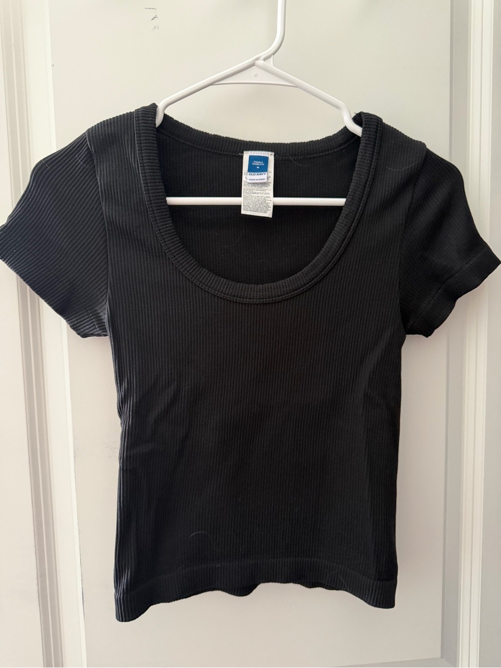Old Navy Black Ribbed Scoop-Neck Short Sleeve Top
